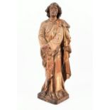 A 17th-century or later Italian carved wooden model of a saint polychrome hand painted and gilt,