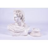A large and impressive Carrara marble bust of Apollo 20th century, after the Antique original,