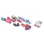 A collection of loose and playworn Dinky diecast vehicles to include buses, emergency vehicles,