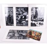 The Beatles: four outtake photos from the Sgt Pepper cover shoot together with an original UK LP