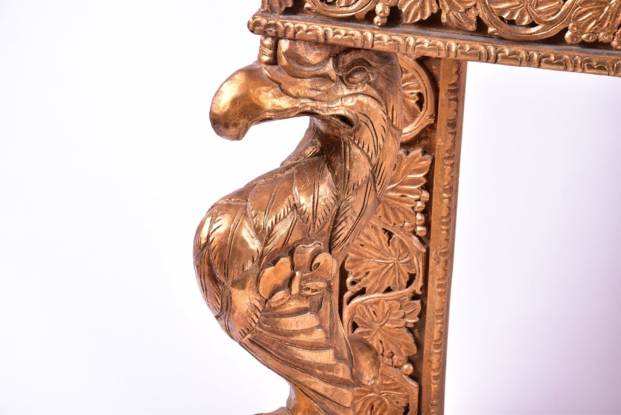 A reproduction gilt painted and marble-topped console table the front columns formed as stylised - Image 2 of 5