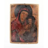 A large 19th century or earlier Russian icon depicting the mother of God of Kazan, oil on wooden