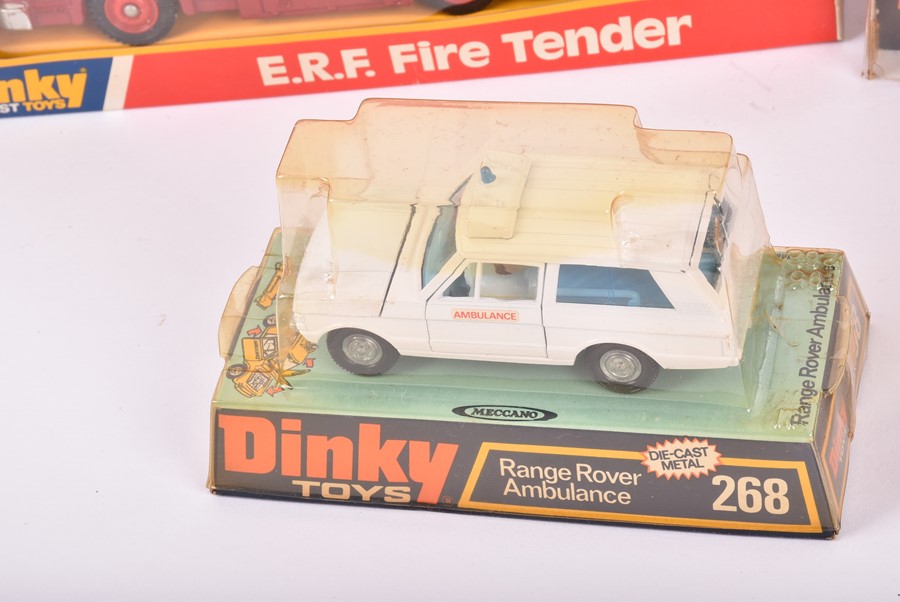 Five boxed Dinky Toys diecast emergency vehicles comprising a 274 Ford Transit Ambulance, a 288 - Image 2 of 6