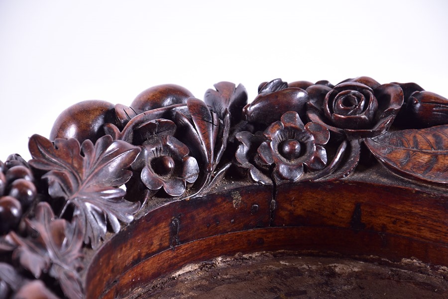 A fine quality 19th century carved jardiniere  the top deeply carved with flowers, corn, wheat- - Image 2 of 7