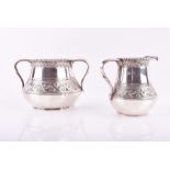 A Victorian silver cream jug and sugar bowl  1890 London, John Aldwinckle and Thomas Slater, the