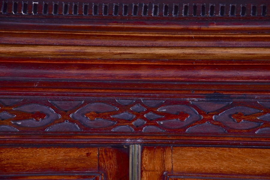 A George III mahogany bureau bookcase with carved frieze over twin astral glazed doors, the drop - Image 7 of 10