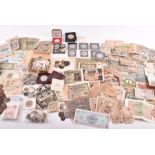 A mixed collection of coins and banknotes 18th century and later, all circulated, GB and all