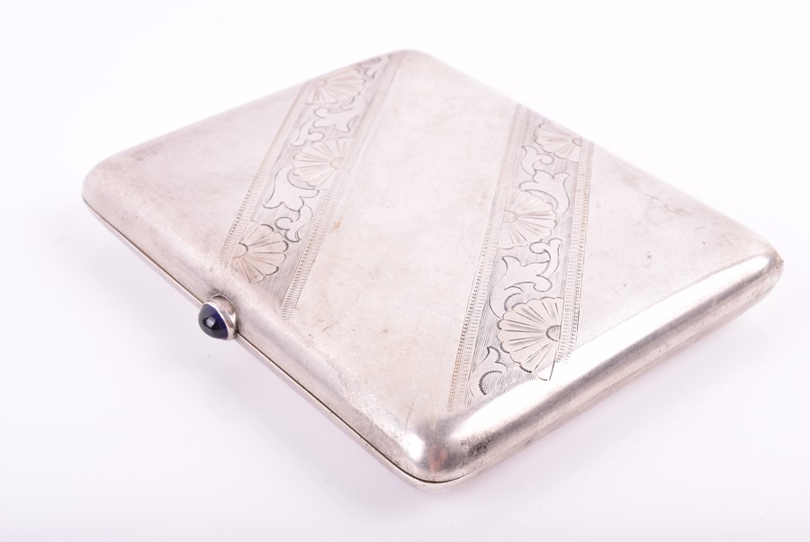 Two Russian silver cigarette cases the smaller case: Astrakhan 1899 to 1916, by Anton - Image 6 of 7