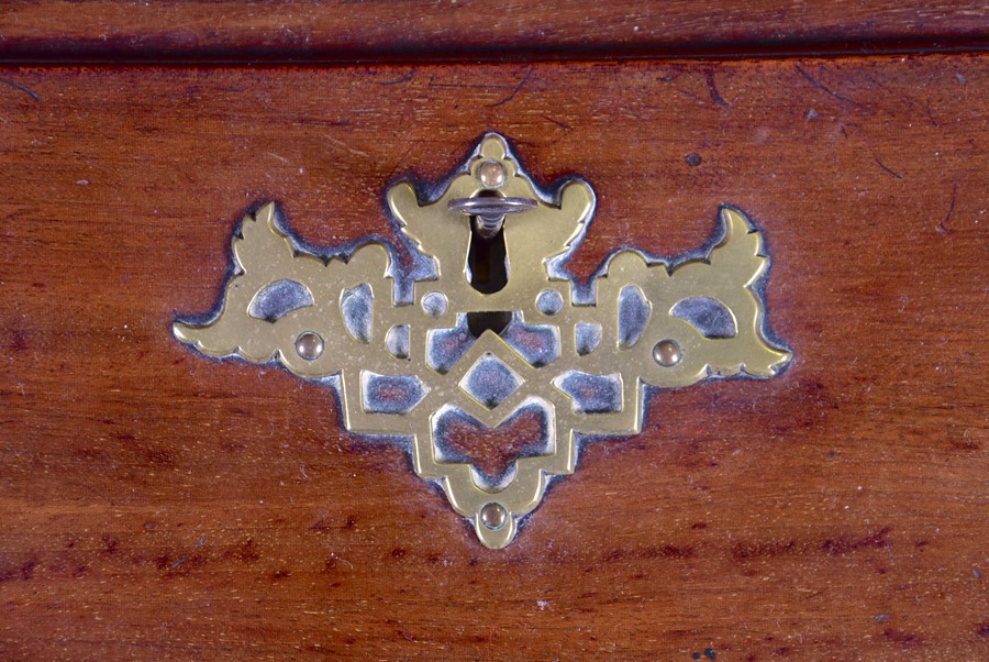 A George III mahogany bureau bookcase with carved frieze over twin astral glazed doors, the drop - Image 8 of 10