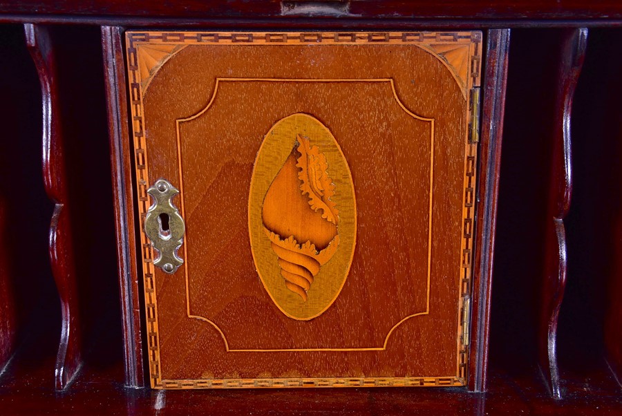 A George III mahogany bureau bookcase with carved frieze over twin astral glazed doors, the drop - Image 3 of 10