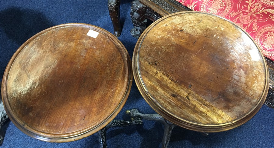 A near pair of Victorian occasional tables both with circular mahogany tops with adjustable columns, - Image 7 of 9