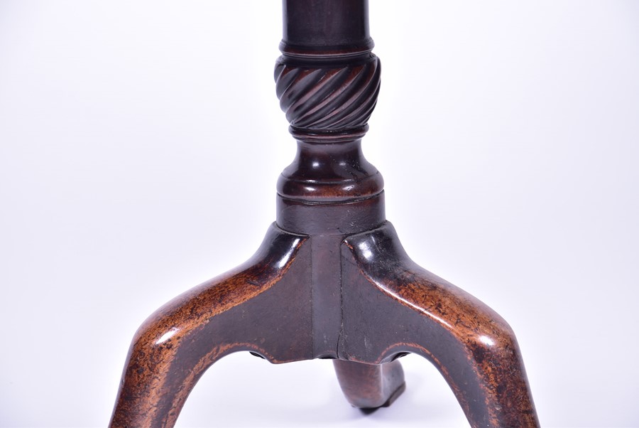 A George III mahogany breakfast table on a twisted column and tripod base, presumably cut down at - Image 4 of 4