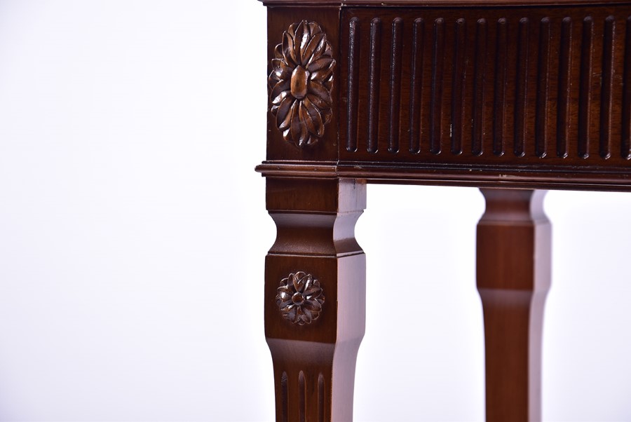 An Adam style marble top console table with serpentine front above a reeded frieze with single - Image 4 of 5