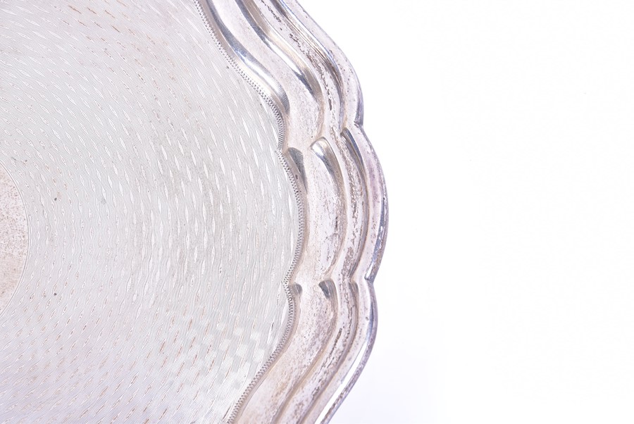 A George V silver salver Birmingham 1922 by Joseph Gloster Ltd. with wavy pie crust shaped rim, - Image 2 of 5