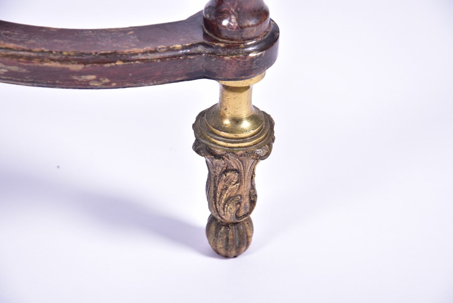 A 20th century French Louis XVI style console table with marble top, above a porcelain mounted - Image 3 of 7