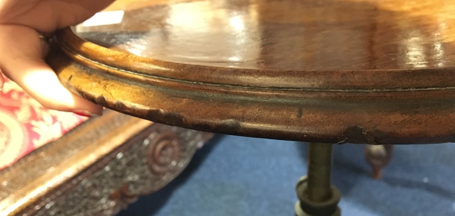 A near pair of Victorian occasional tables both with circular mahogany tops with adjustable columns, - Image 6 of 9