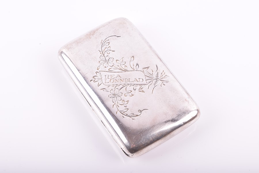 Two Russian silver cigarette cases the smaller case: Astrakhan 1899 to 1916, by Anton - Image 3 of 7