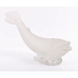 A Goebel frosted glass ornamental study of a blue whale on a naturalistic base, 19 cm high x 26 cm