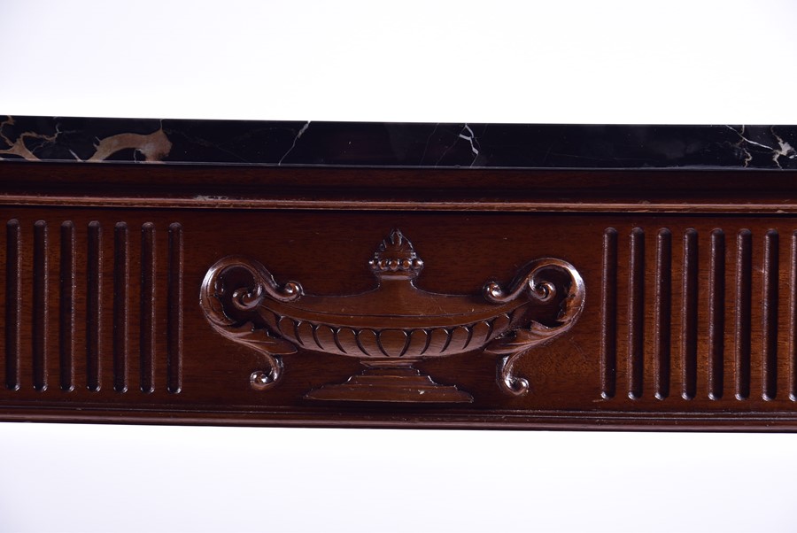 An Adam style marble top console table with serpentine front above a reeded frieze with single - Image 3 of 5