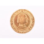 A reproduction gold (stamped '999') Italian Milano Galeazzo coin 6.8g, in presentation case.