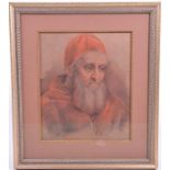 20th century Continental school a pastel study on paper of a cardinal, signed indistinctly to