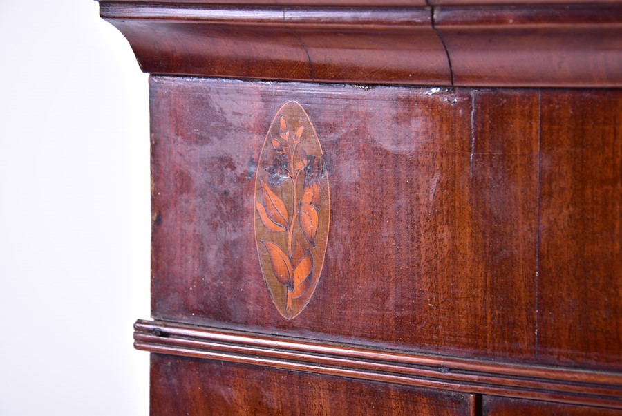 An Edwardian bow-fronted wall-hanging corner cupboard with double hinged central doors and - Image 3 of 5