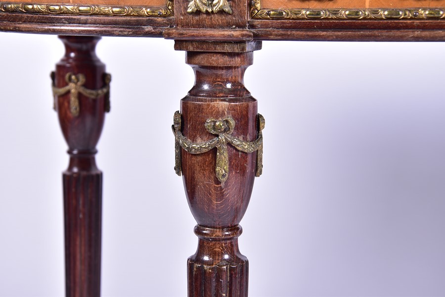 A 20th century French Louis XVI style console table with marble top, above a porcelain mounted - Image 6 of 7