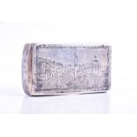 A Russian silver niello snuff box 1836, by Karl Protorius, Moscow, with architectural scenes, 2.7