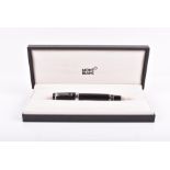 A Montblanc Boheme retractable nib fountain pen with black resin barrel and cap, in original