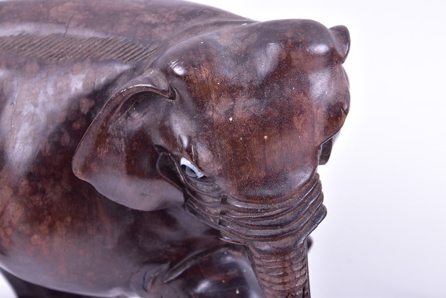 A pair of Chinese carved hardwood 'Buffalo and child' models with textured detail to the buffalos, - Image 2 of 9