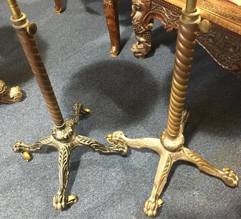 A near pair of Victorian occasional tables both with circular mahogany tops with adjustable columns, - Image 9 of 9