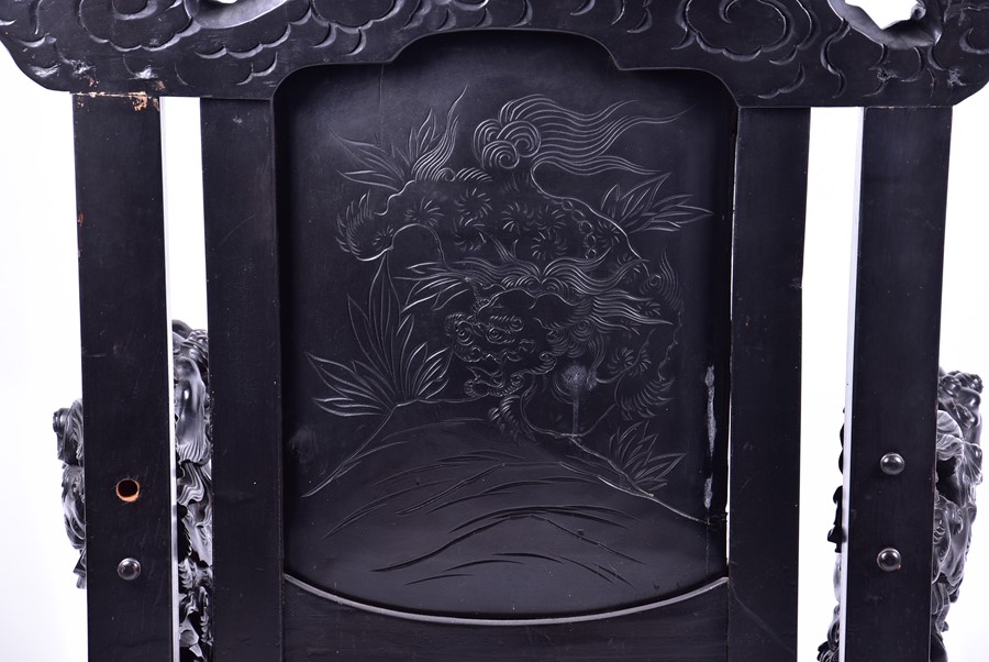 A large and impressive late 19th / early 20th century Chinese carved hardwood throne chair the - Image 11 of 11