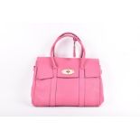 Mulberry. A pink leather Bayswater handbag twin-handled, in bright pink leather, with pink suede