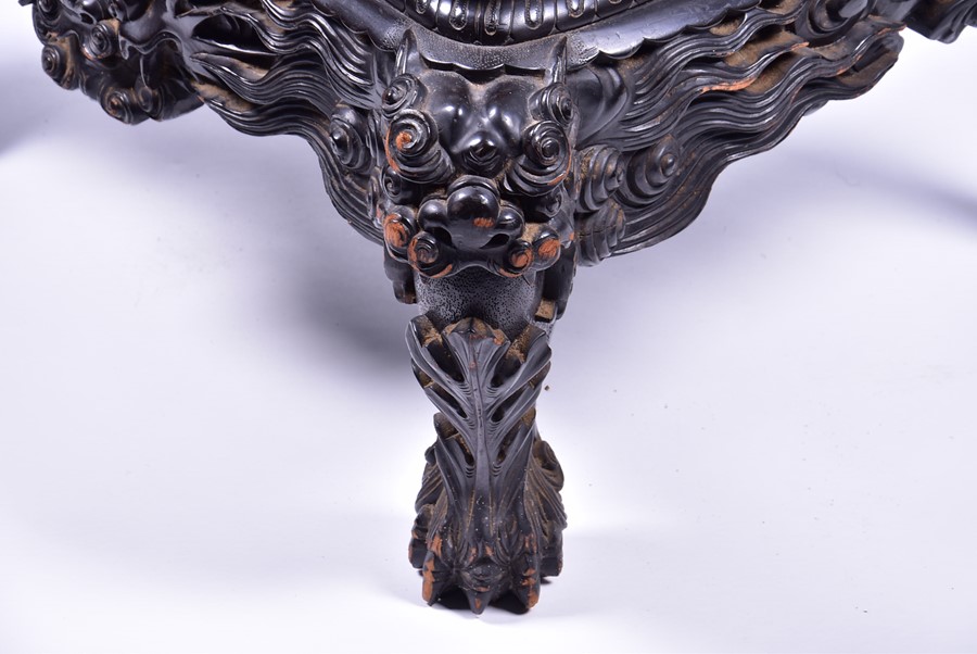 A large and impressive late 19th / early 20th century Chinese carved hardwood throne chair the - Image 7 of 11