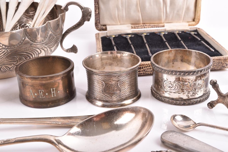 A cased set of six enamelled silver cocktail sticks designed with cockerel finials, together with an - Image 4 of 7