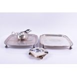 A pair of George V silver square shaped trays Sheffield 1932, by Viner's Ltd, with rounded