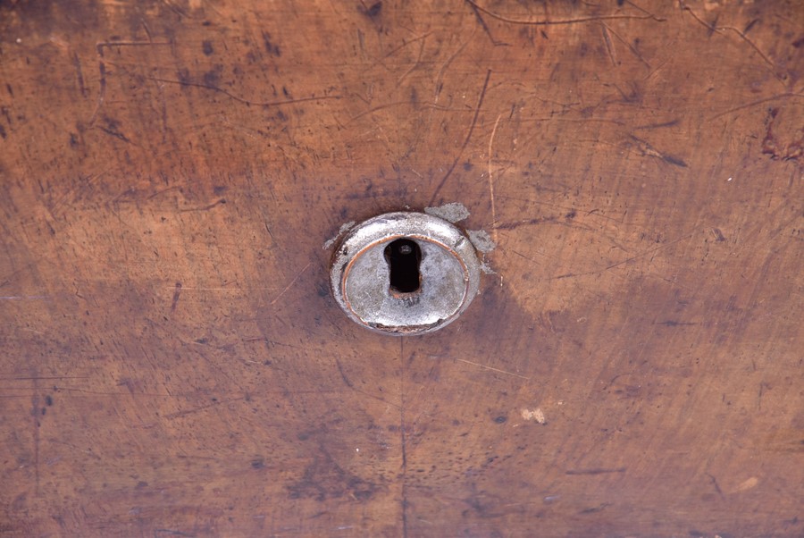 A late 18th or early 19th century walnut veneered chest with,  three graduated drawers flanked by - Image 3 of 5