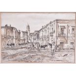 Henry Martyn Lack (1909-1979) British depicting an Italian street scene in the Piaza San Severo,