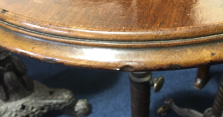 A near pair of Victorian occasional tables both with circular mahogany tops with adjustable columns, - Image 5 of 9