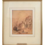 Attributed to William Payne (1760-1830) British depicting a shore scene, unsigned, watercolour on