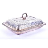 A George III silver entree dish London, 1801, by Richard Cook, of rectangular form with rounded