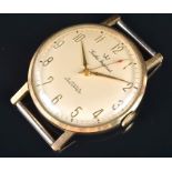 A Smiths Imperial 9ct yellow gold mechanical wristwatch hallmarked 1960, the silvered dial with