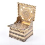 A Russian silver gilt and niello enamelled salt chair/throne 1874, assayed V Vasilyevich Savinsky,