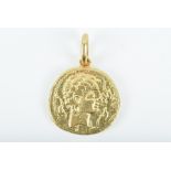 A yellow metal (tests 18 carat gold) pendant depicting classical figures.  Provenance: Dr Rinaldo