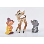 Three Zaccagnini glazed Earthenware Disney figures: Dumbo, Dopey and Bambi monogrammed signature,