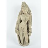 A late 19th or early 20th century Indian stone carved figure  of a woman, in a headdress and