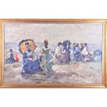 European school 'At the Seaside' oil on board turn of the century, along with one other later oil on