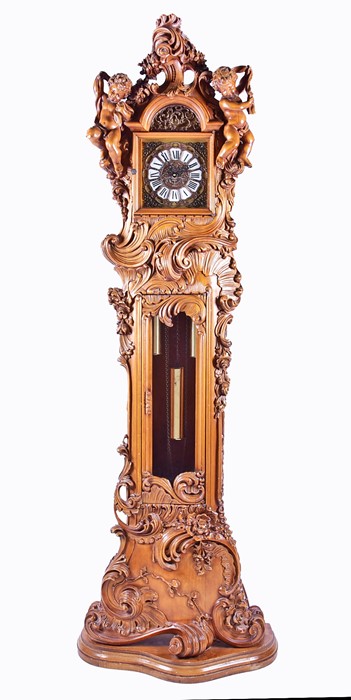 A mid 20th century Italian walnut longcase clock by F. Illi Consonni eight day movement with