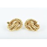 A pair of Italian 18ct yellow gold earrings of knotted rope-twist design. CONDITION REPORT19.6 grams