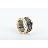 Bulgari. An 18ct rose gold and black ceramic B.Zero1 ring stamped 'Bvlgari' to exterior of shank, in